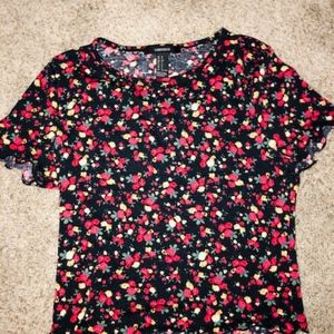 Forever 21 black, white, and gold floral crop top